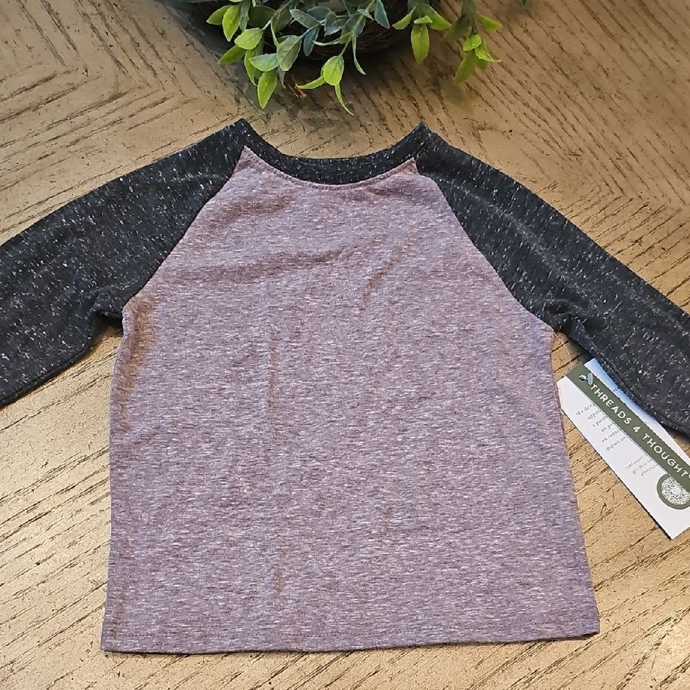 Threads 4 Thought Kids Raglan Tee - Heathered Gray and Charcoal 2T NWT